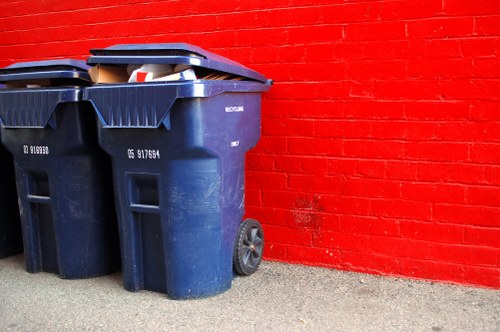 Construction site with waste materials ready for disposal